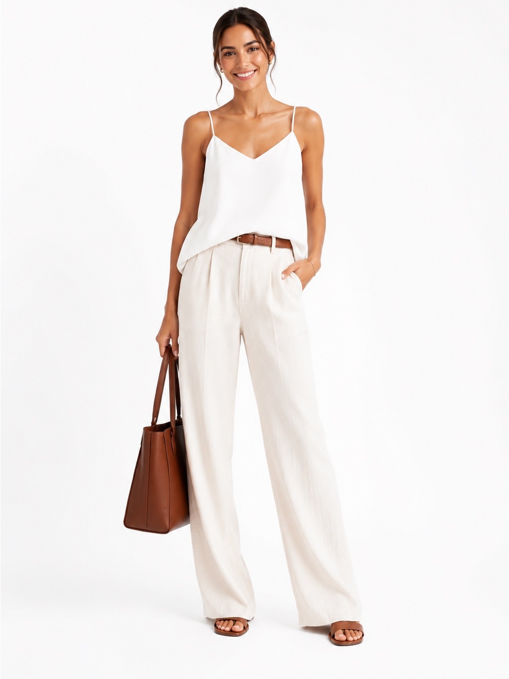 LOFT White V-Neck Spaghetti Strap Tank Top CT - Picture 1 of 9